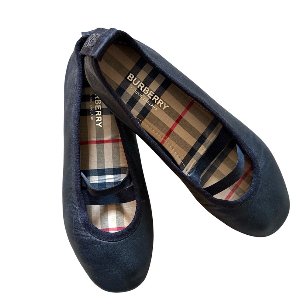 Burberry Dark Blue Flats with Check Lining